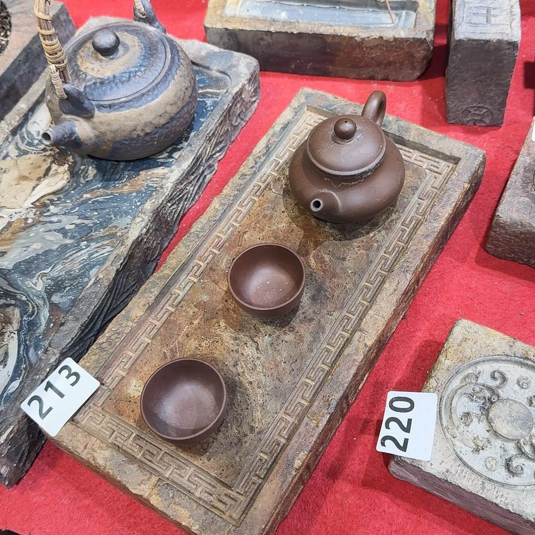 老砖茶台，砚台，画像砖