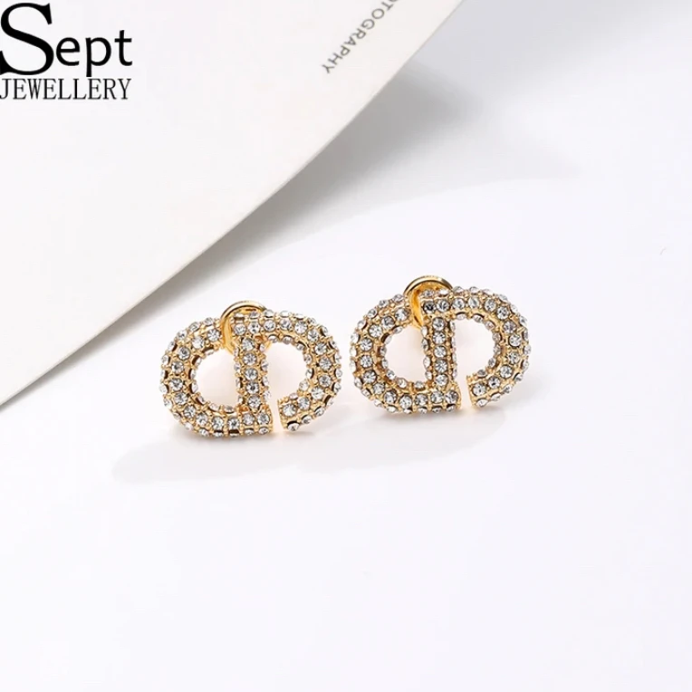 铜合金耳饰 《1869》气质满镶耳钉