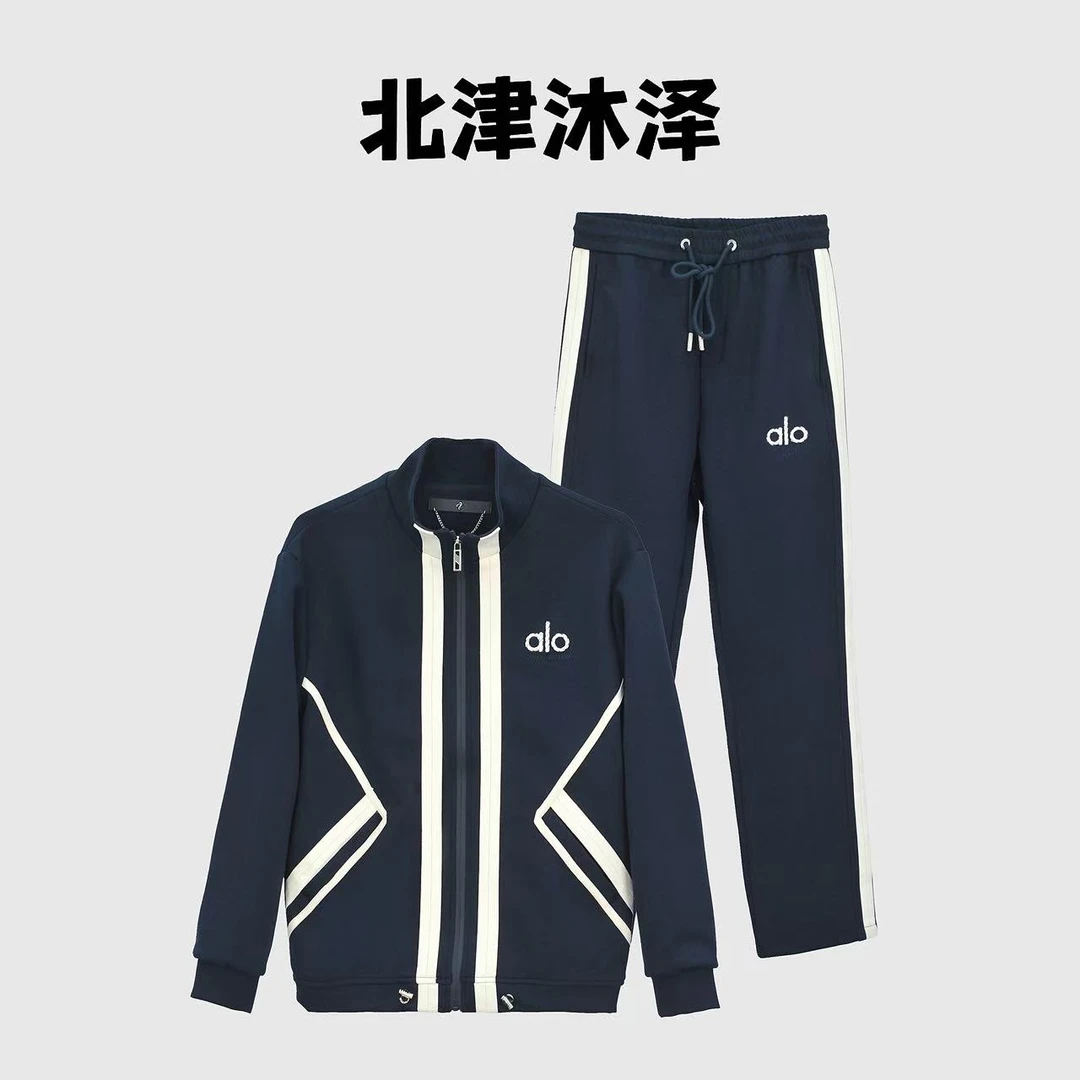 25ALO重磅刺绣立领夹克重工秋冬爆款高级休闲商务运动直筒裤套装