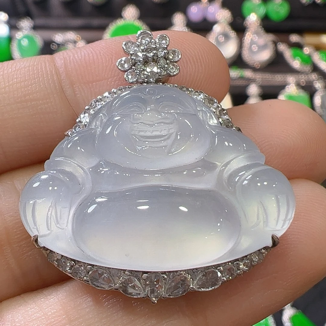 吊坠(不含链)18K金镶嵌翡翠