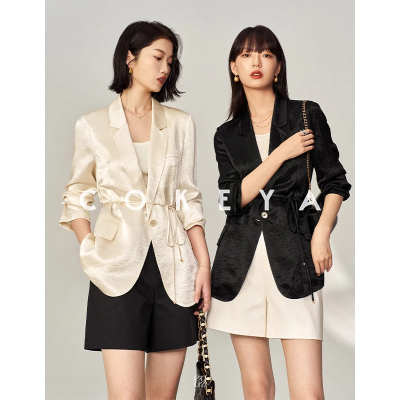 COKEYA/凉感微波皱~免烫奢感褶皱醋酸西服西装外套ENB1EJ015