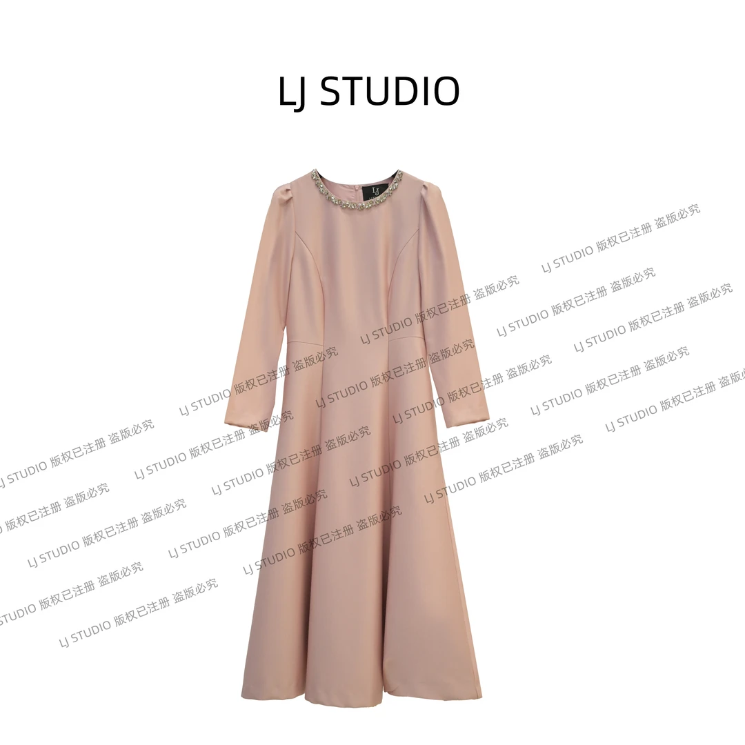 【46号单单】早秋小香连衣裙新款时尚女士长裙高定成衣LJ0040