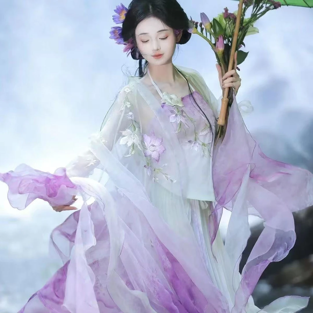 新品【玉簪】汉服重工刺绣汉服齐胸大袖仙气诃子齐腰超仙套装