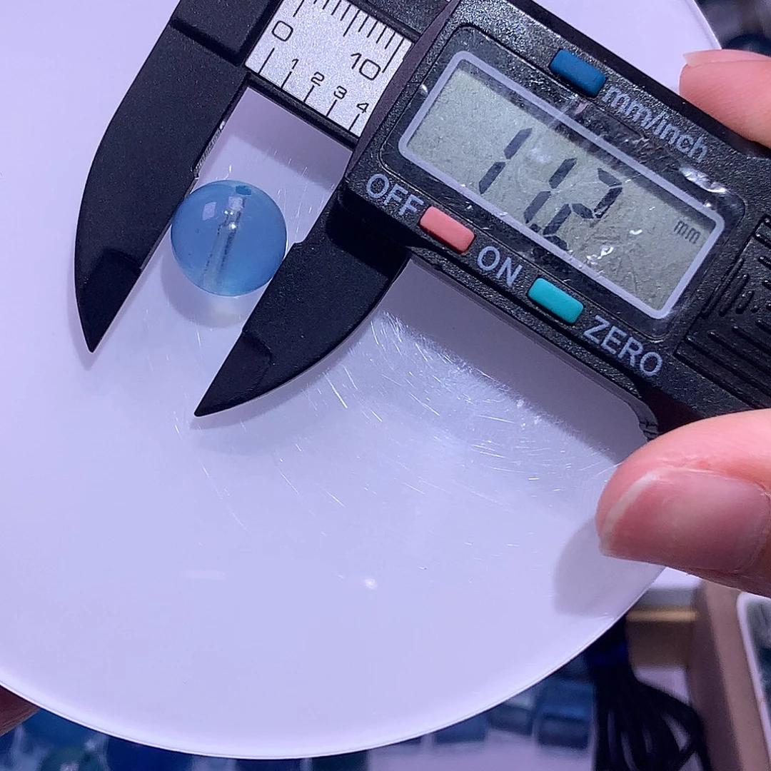 天然辰砂海蓝宝超圣蓝单珠11.2mm