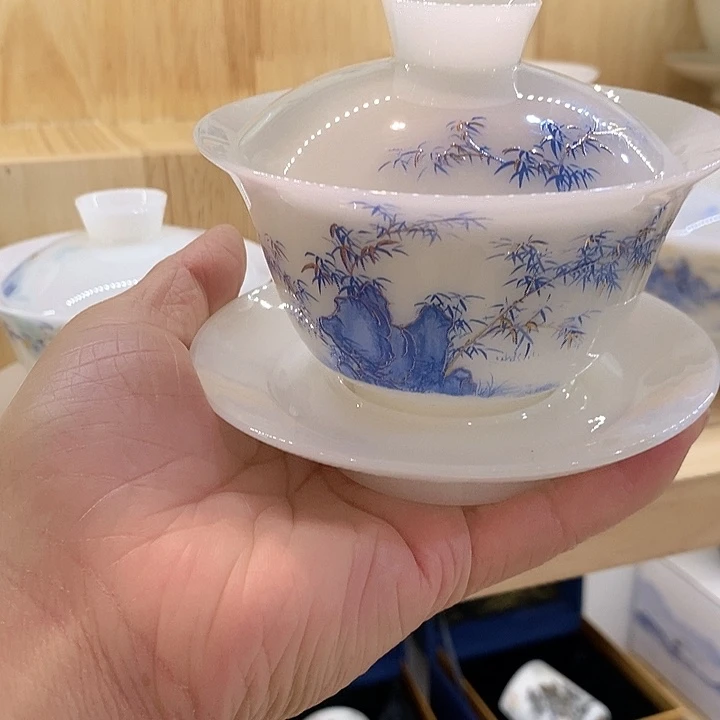 璞玉盖碗瓷器大容量