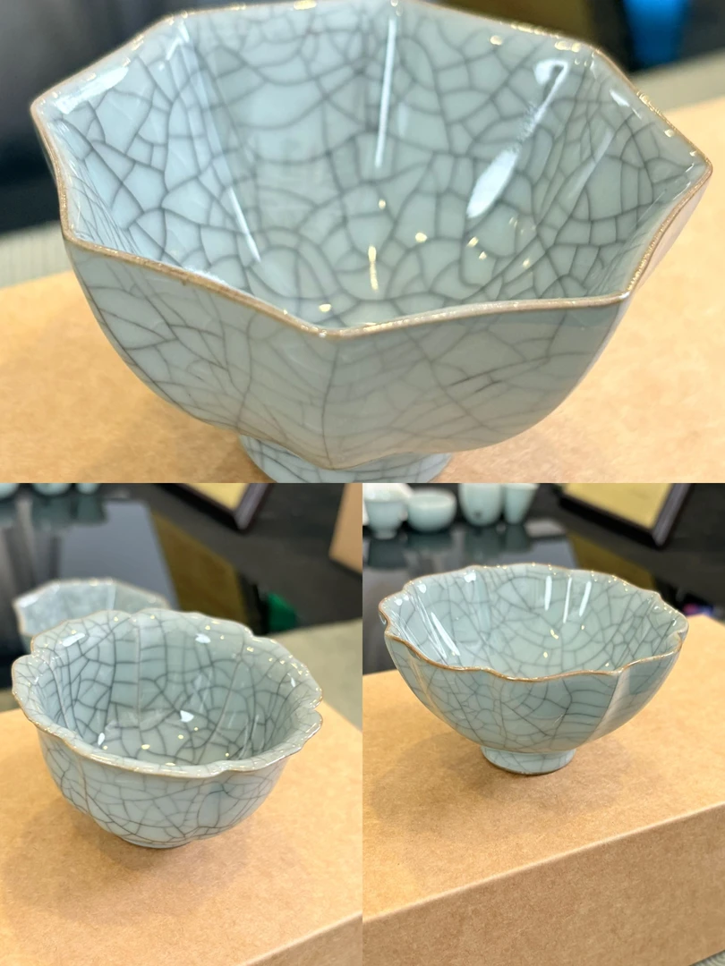 龙泉青瓷哥窑茶杯（微瑕随机发货）3只