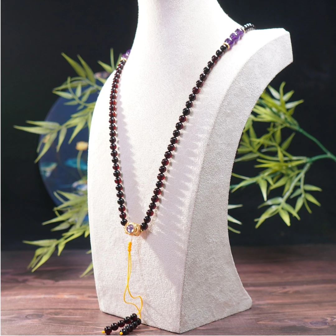 卫民珠宝-6+翳珀108珠设计款缅甸天然琥珀多圈手串长链轻奢毛衣链