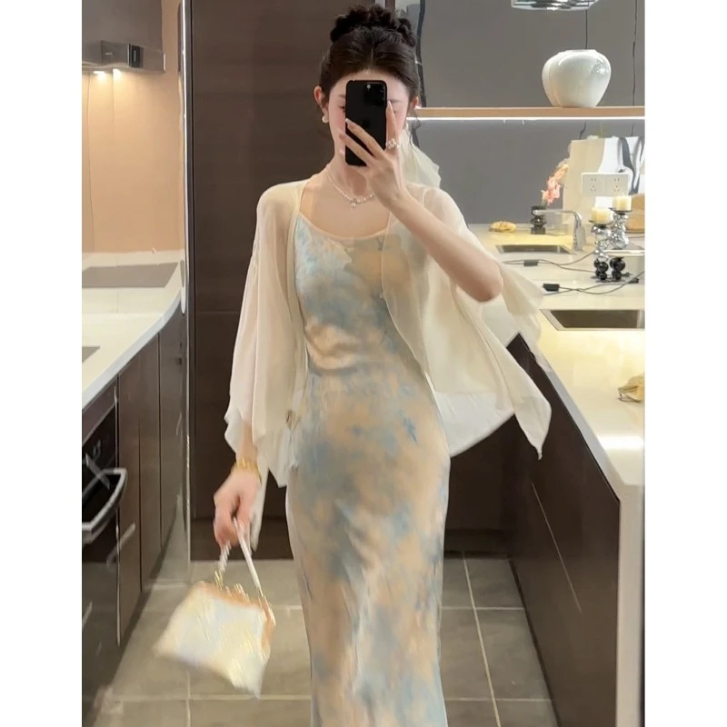 外搭白色薄款不规则雪纺防晒开衫小披肩女夏季薄纱配长裙坎肩罩衫