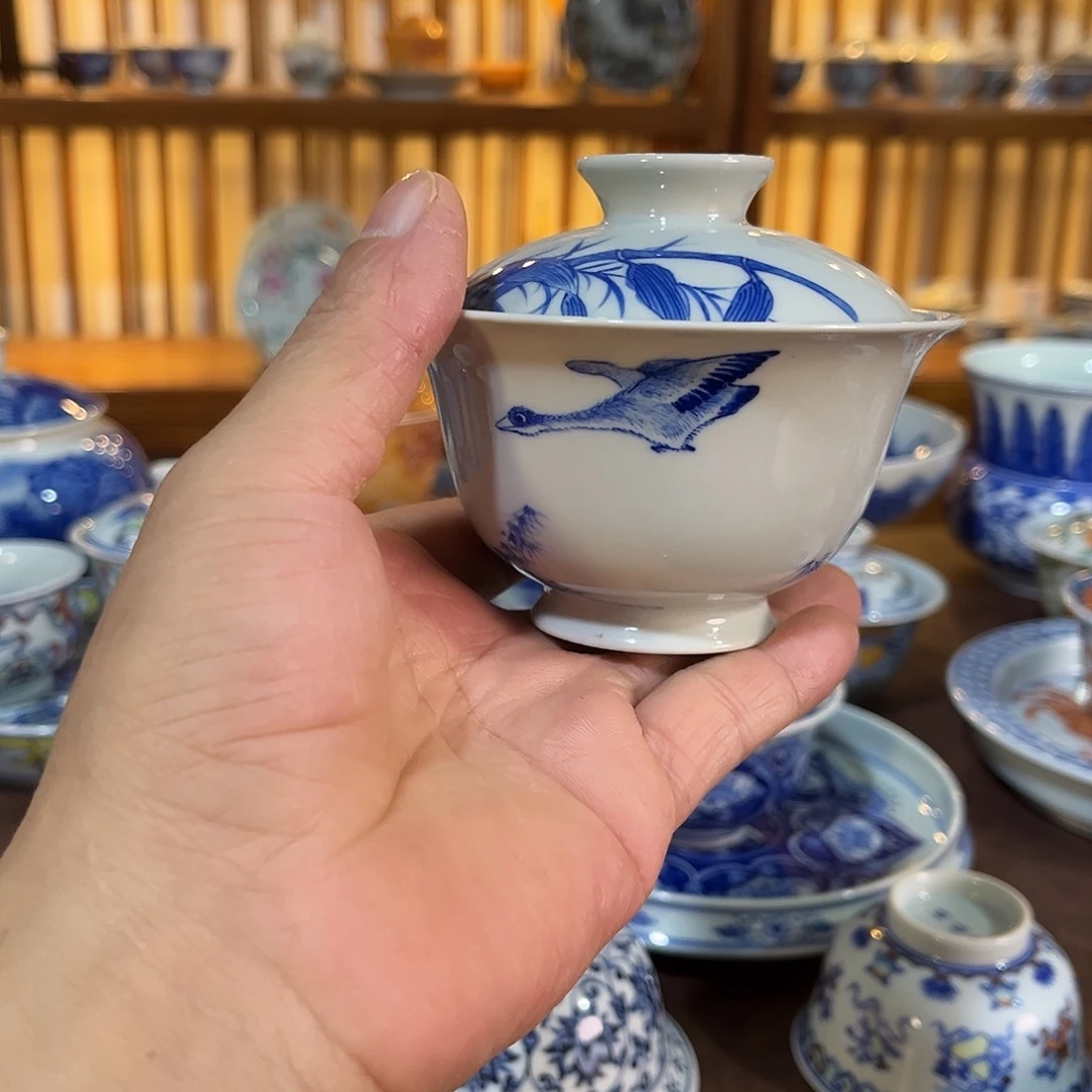 錡镇堂手工手绘盖碗