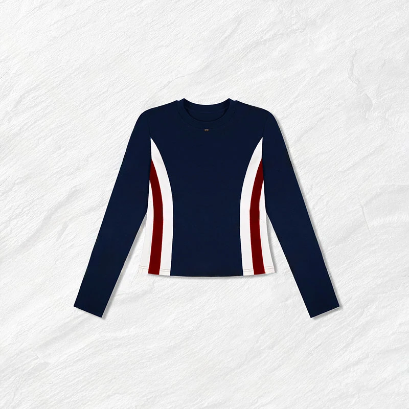 小众气质辣妹拼接长袖T恤衫女2025秋季新款修身显瘦百搭洋气上衣