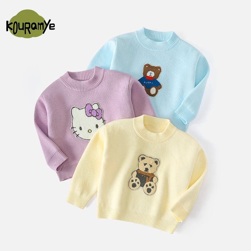 可米卡奇秋冬儿童新款一体绒上衣中小女童卡通毛衣4803