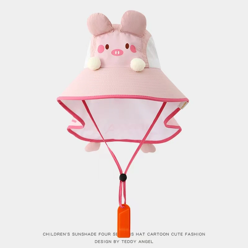 泰迪天使风扇造型披肩帽夏季儿童帽大帽檐防晒帽女宝男孩防紫外线