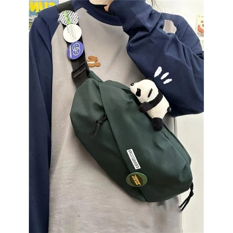 无印MUJ日系ins潮牌复古休闲男女胸包运动骑行斜挎包 男士包包单