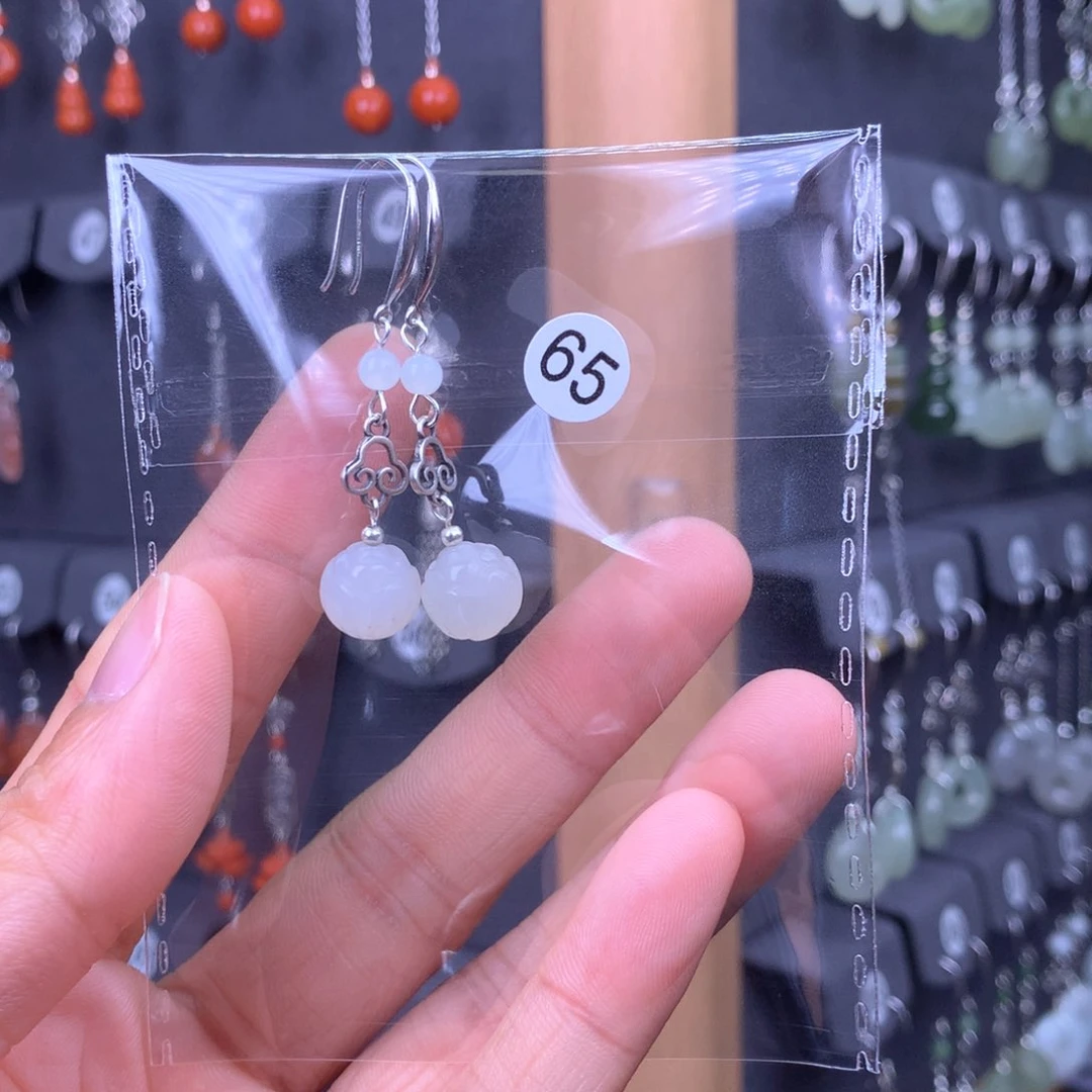 和田玉耳饰银S925镶嵌好**张