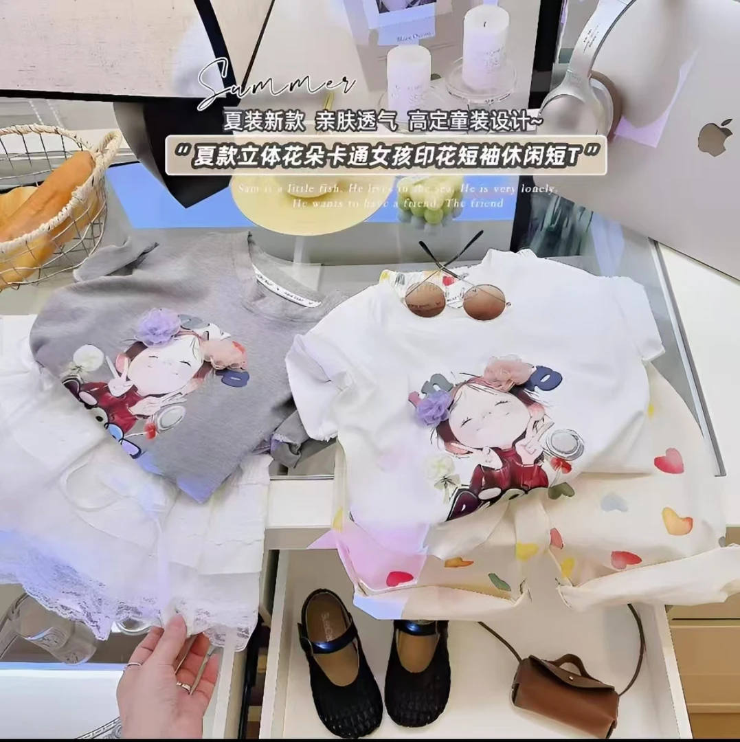 2025新款韩系洋气女童纯棉T恤