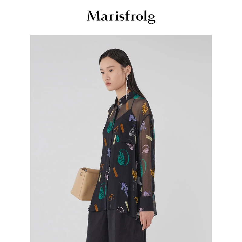 Marisfrolg/玛丝菲尔【真丝衬衫】女士时尚休闲长袖衬衣A1KT31019
