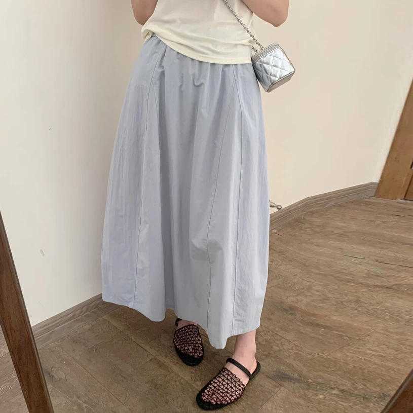 日系小清新少女花苞半身裙2025秋高腰显瘦休闲中长款工装蓬蓬半裙