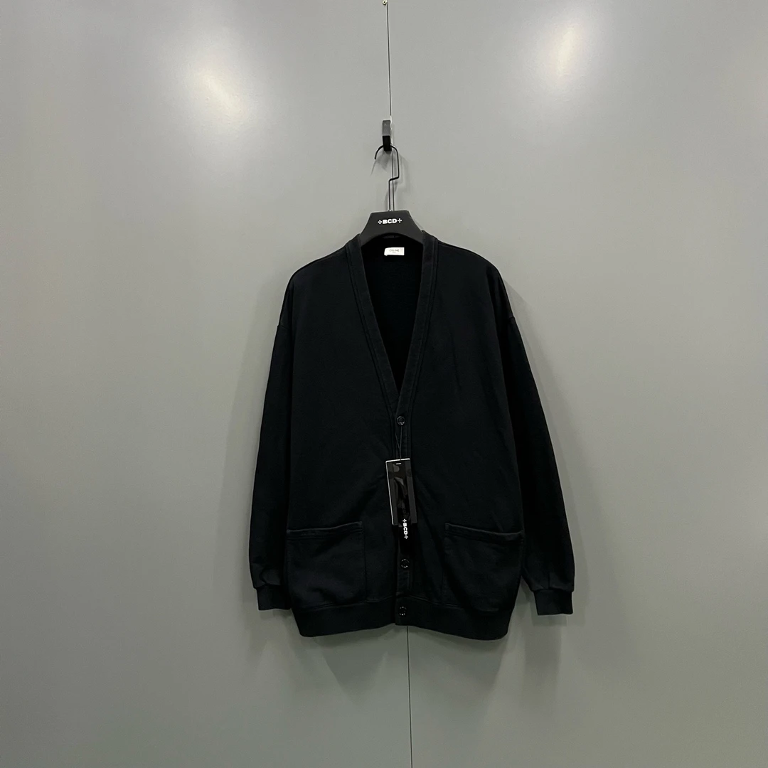 99新 Celine/思琳 (ll)206411 黑色背后印花logo开衫 XS码