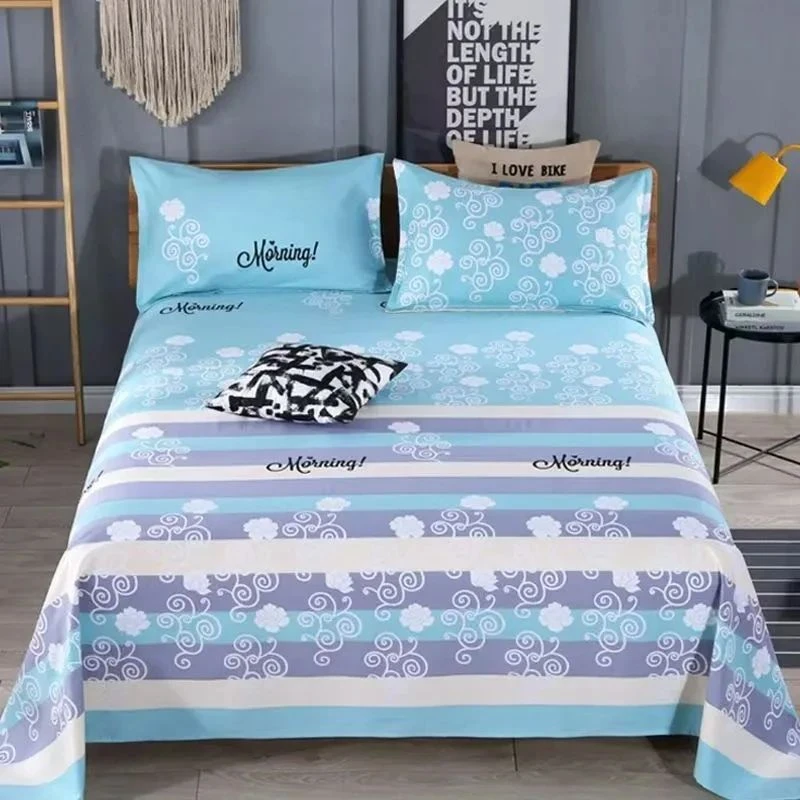 夏季亲肤磨毛透气双人床单2*2.25不起球可机洗水洗粗布床单印花