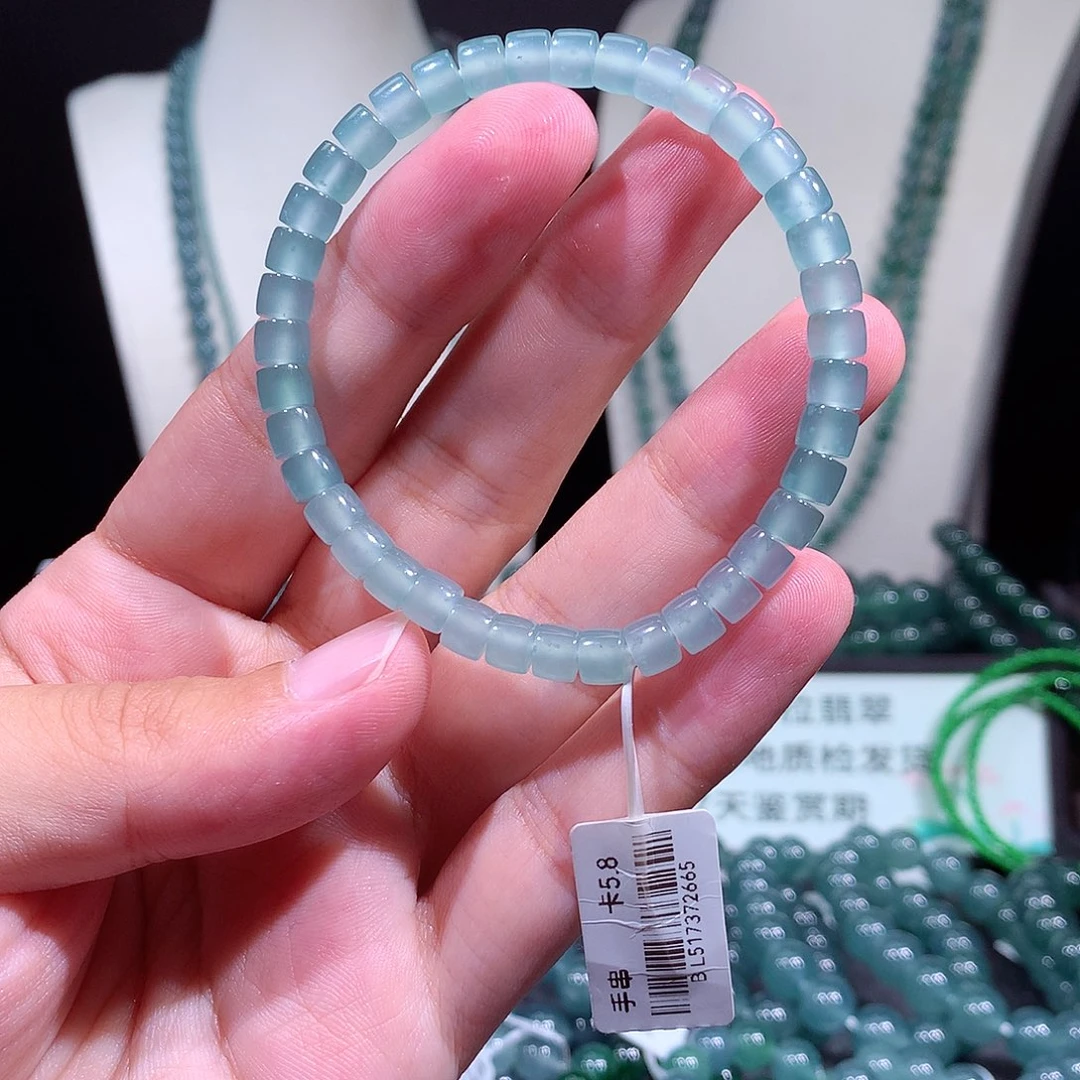 翡翠未镶嵌手链天然a货翡翠手串5.8