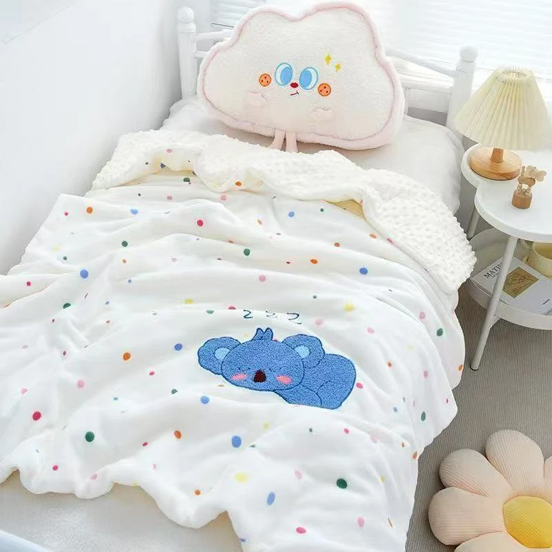 【毛巾绣豆豆被】120*150儿童宝宝盖毯保暖小被子