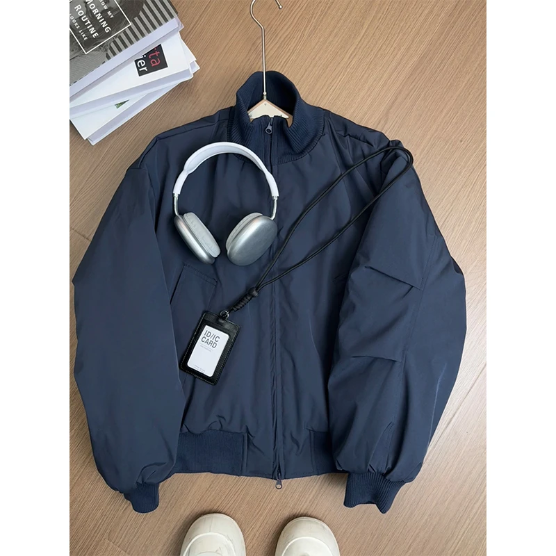 美式休闲飞行员夹克棉服男女款冬季cleanfit外套廓形短款立领棉衣