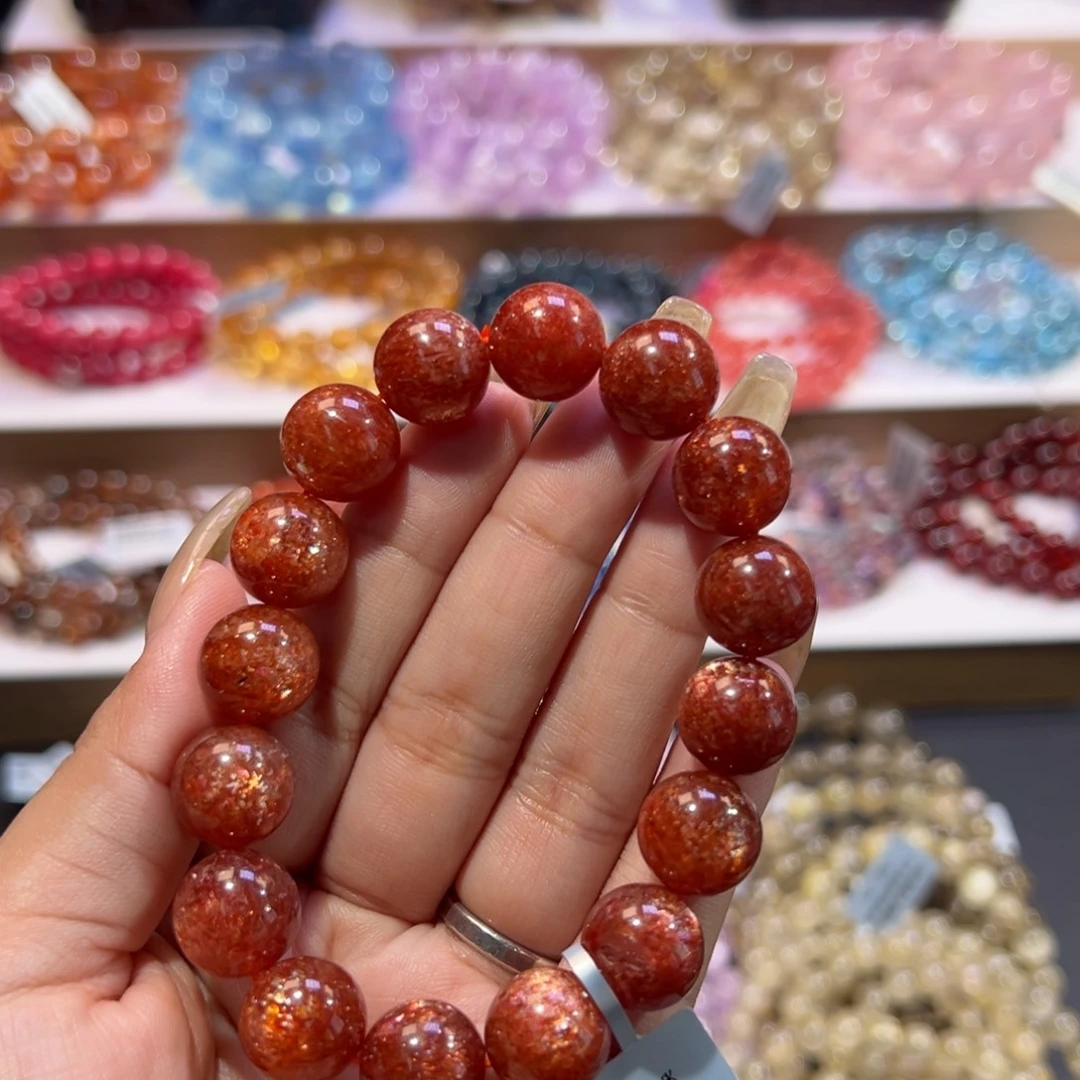 用***7未镶嵌长石手串老矿金太阳13mm