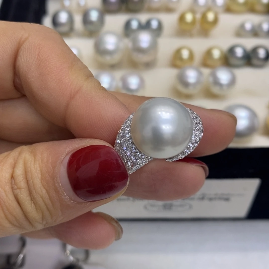 海水珍珠戒指银S925镶嵌