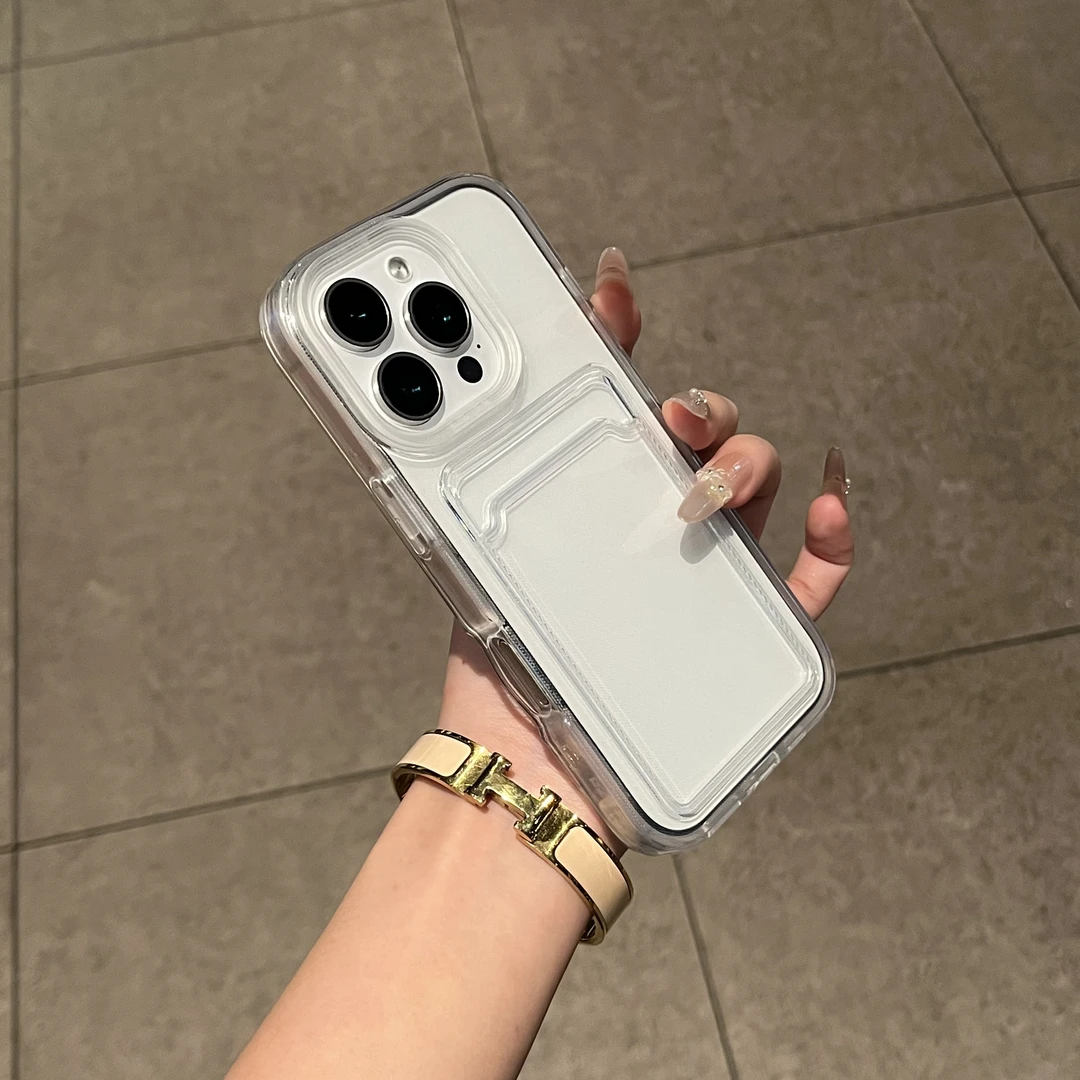 个性三合一透明卡包适用iphone16promax/15苹果14plus手机壳大孔