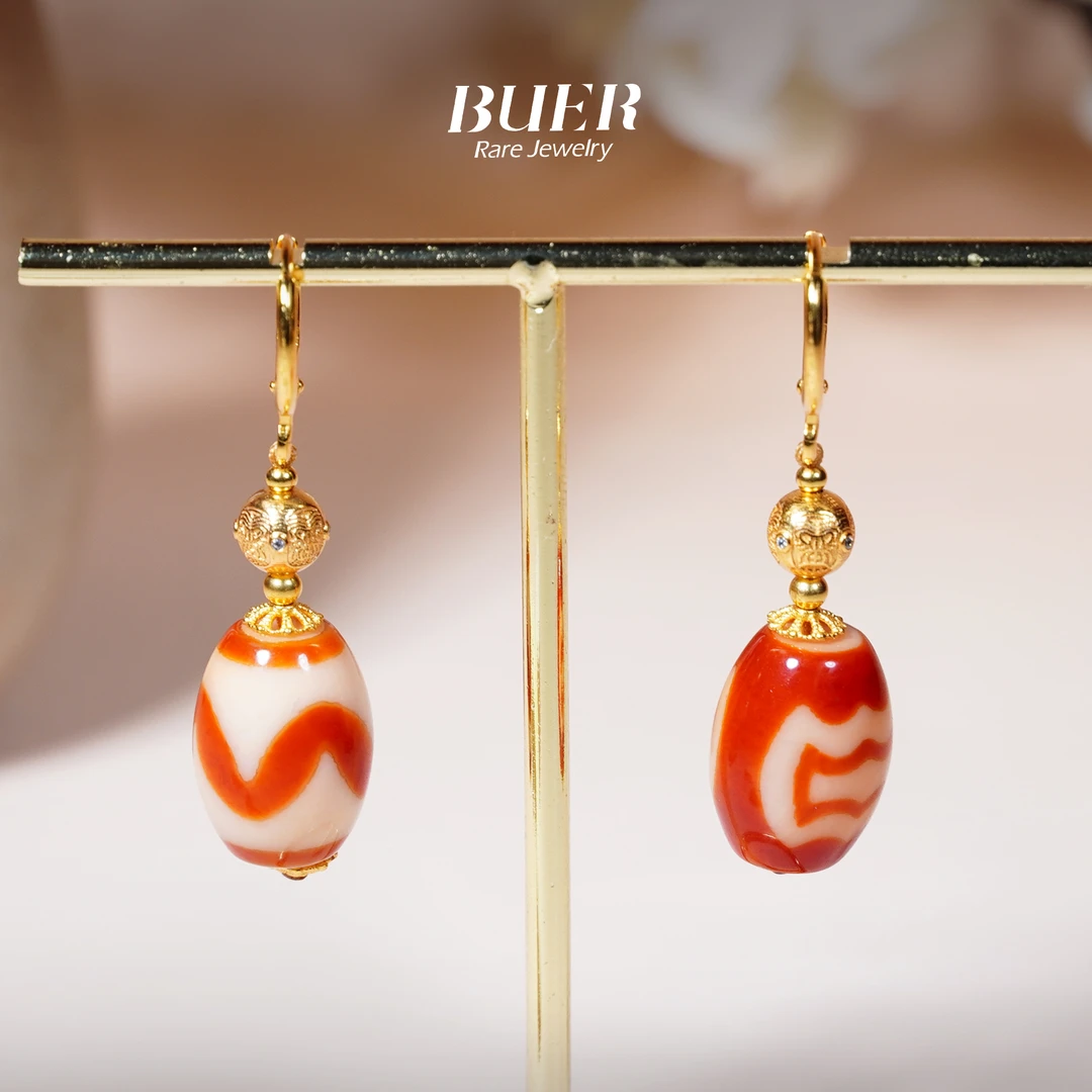 【不二】虎牙玛瑙珠珠银镶DIY耳钩(多样性发)