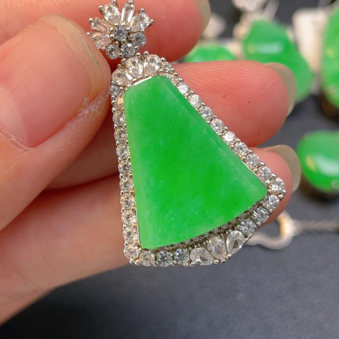 翡翠银S925镶嵌吊坠(不含链)