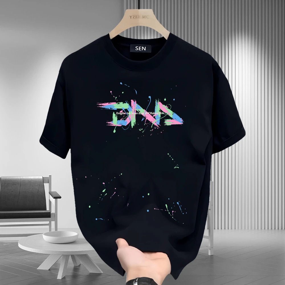 2025夏季新款美式潮流痞帅重磅纯棉短袖t恤宽松圆领男士上衣半袖