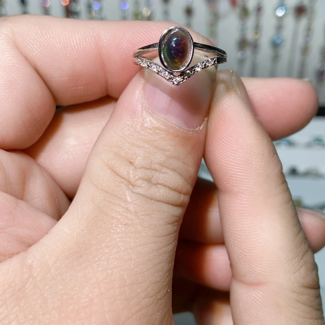 绿水晶戒指银S925镶嵌