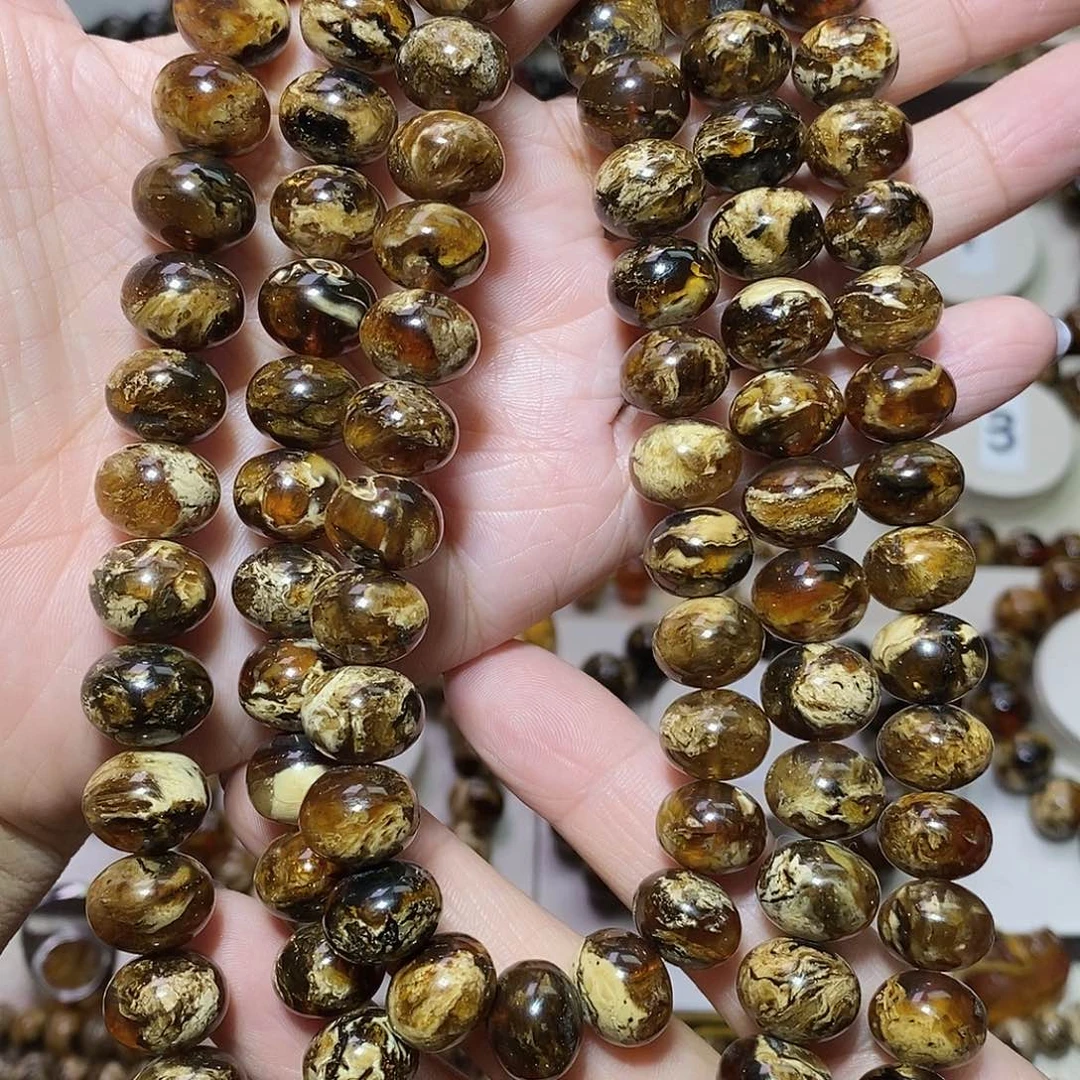 琥珀未镶嵌裸石花蜡12m