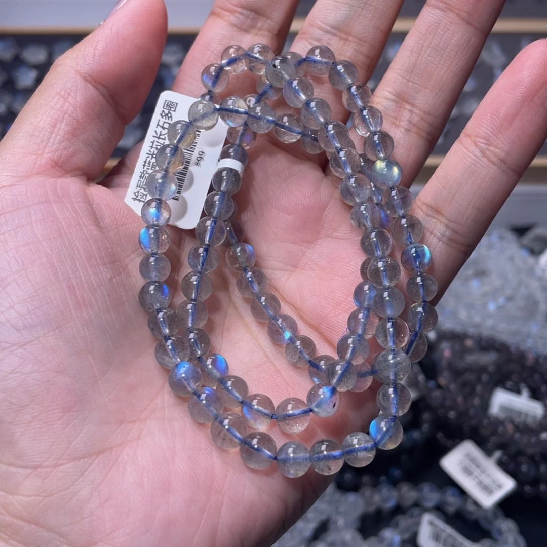 拉长石手链未镶嵌捡漏多圈拉长石手链6mm+
