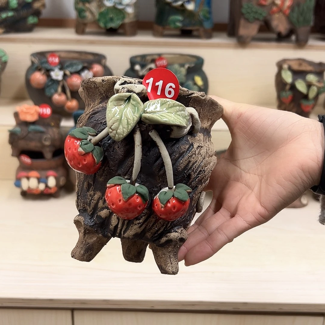 紫砂花盆116号，内口11高14