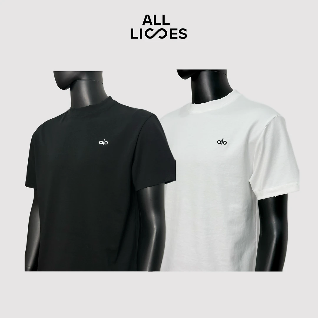 【a-l-o】重工磨边做旧百搭万针刺绣字母男女同款T恤 Z-70743