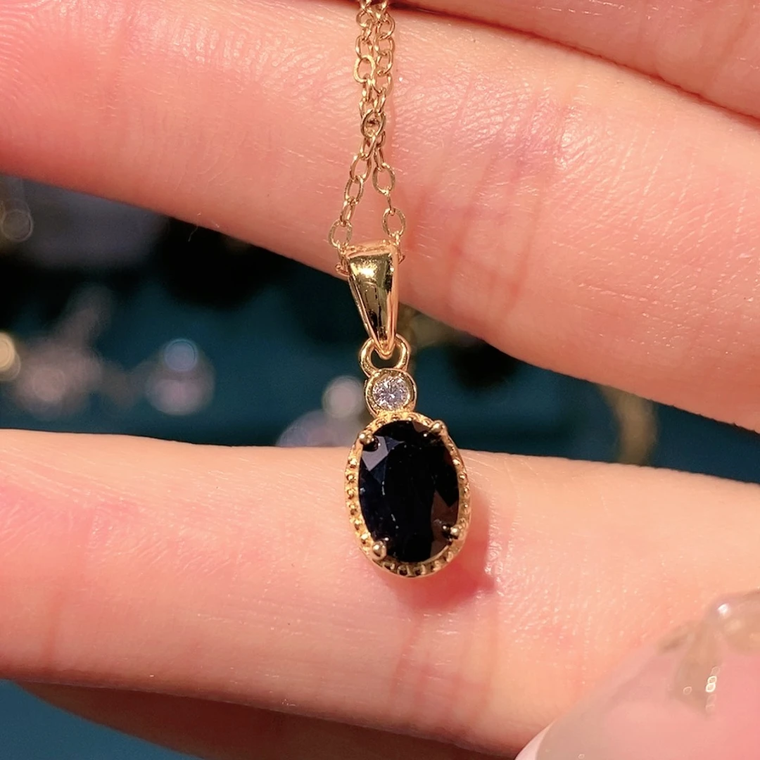 蓝宝石颈饰银S925镶嵌天然宝石