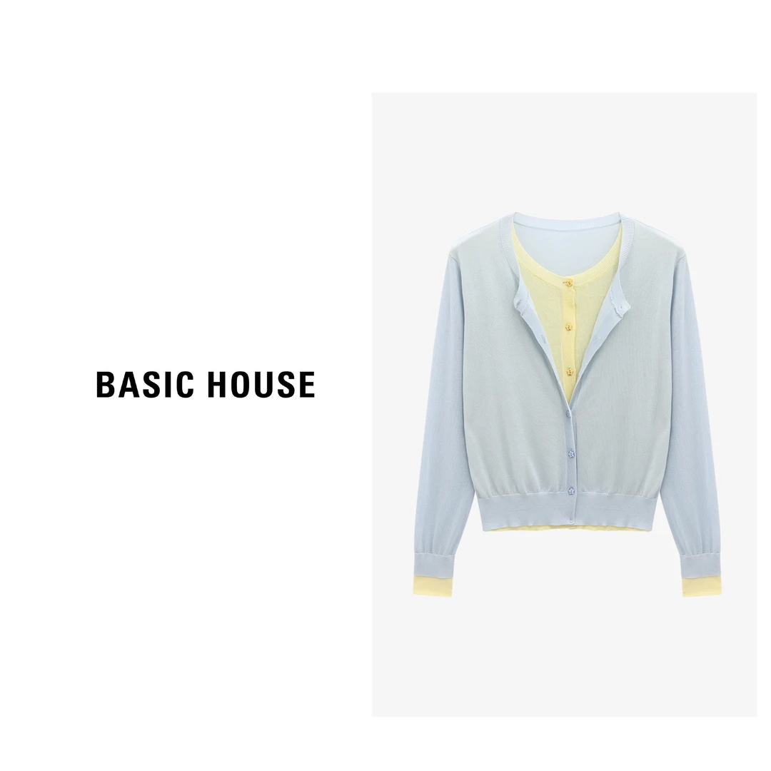 Basic House/百家好纯欲慵懒风女装休闲开衫针织衫女-B0625B5LPY2