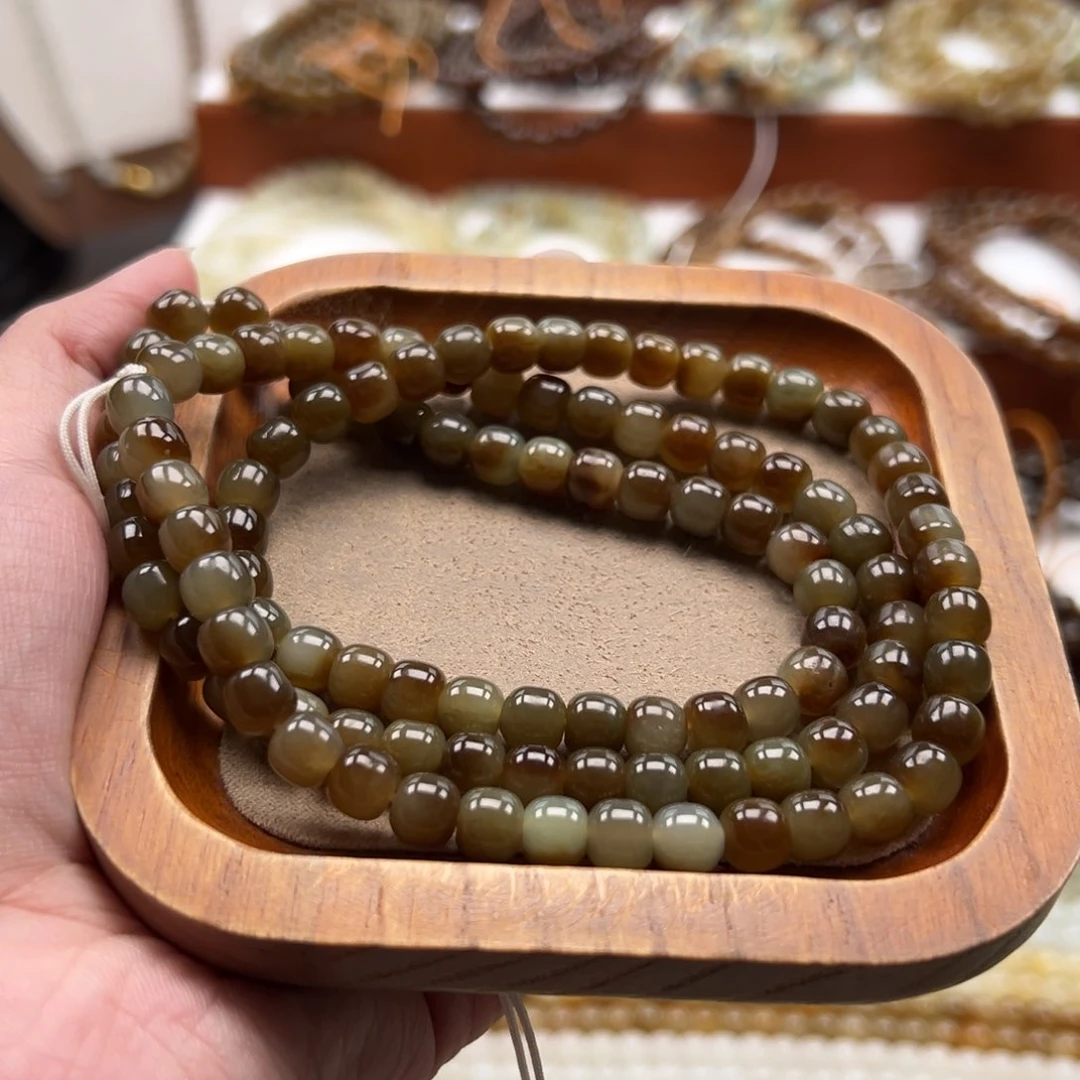 毛衣链未镶嵌和田玉珠串6*7m