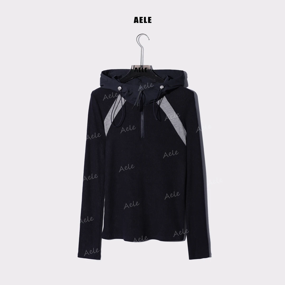 AELE套头半拉链拼接撞色连帽卫衣 V853 2912 AD
