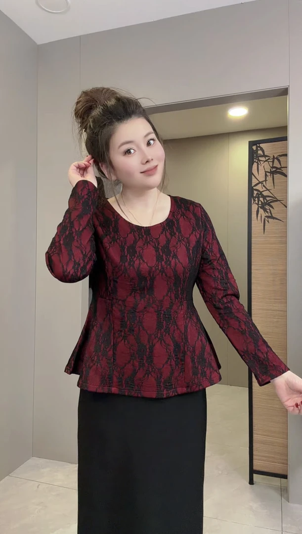 【婷婷】2025秋冬新款时尚洋气显瘦气质25660蕾丝新年套装