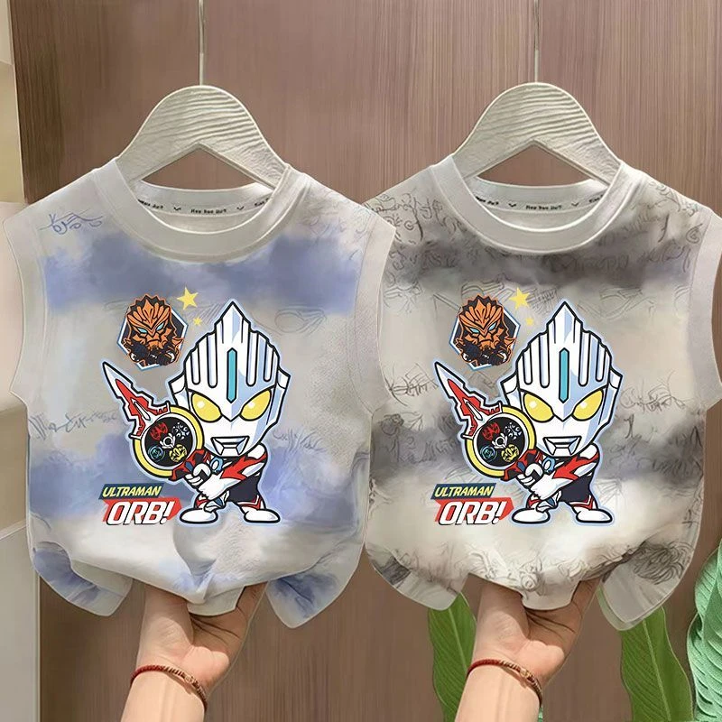 男童儿童夏季2025新款薄款无袖奥特曼时尚潮款中大童背心童装潮酷