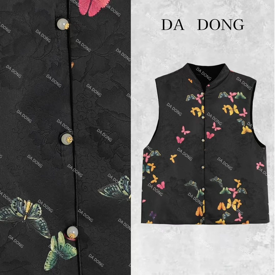 梦蝶--中式时尚复古双面双穿国风百搭宽松休闲简约民族风提花马甲