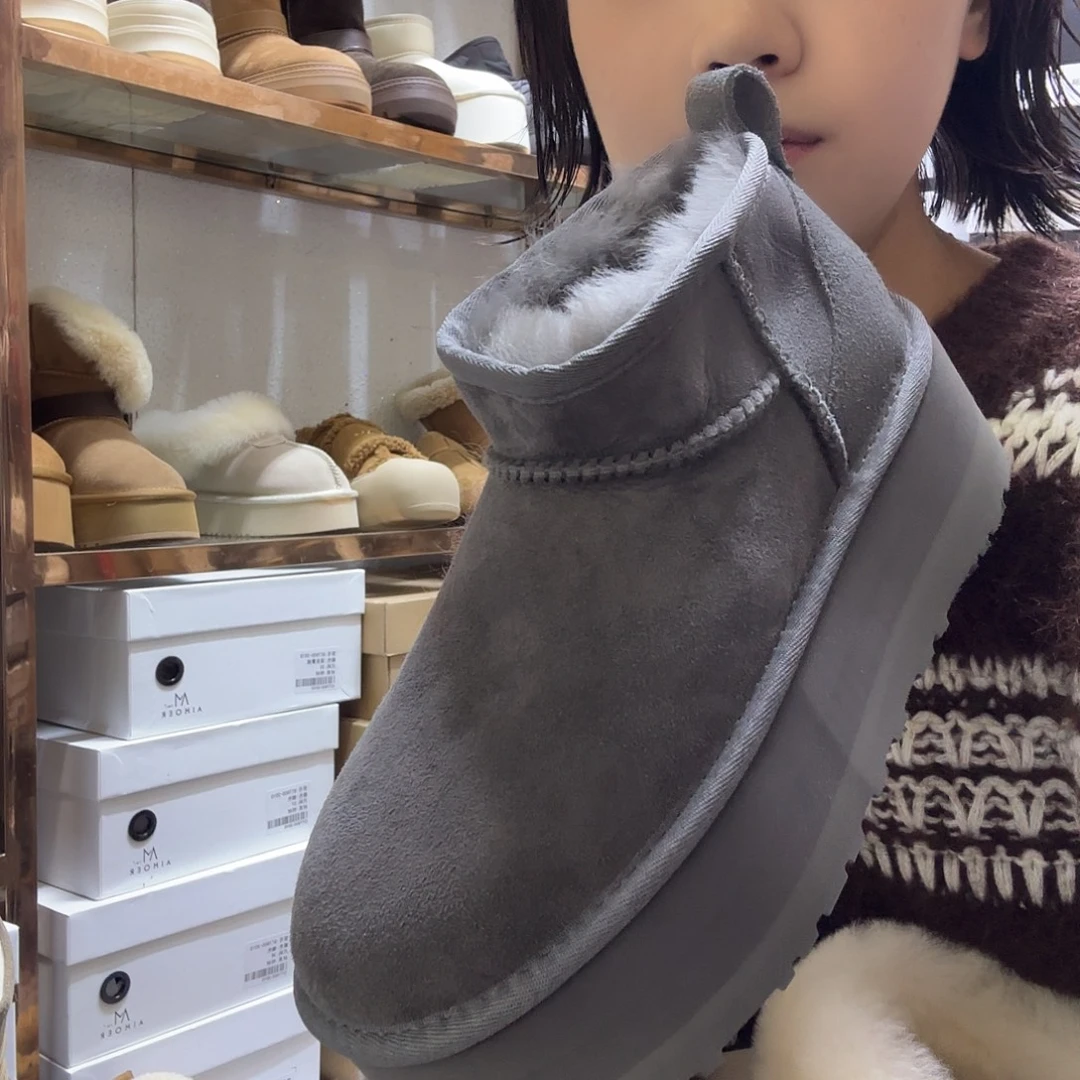 36码灰色厚底雪地靴