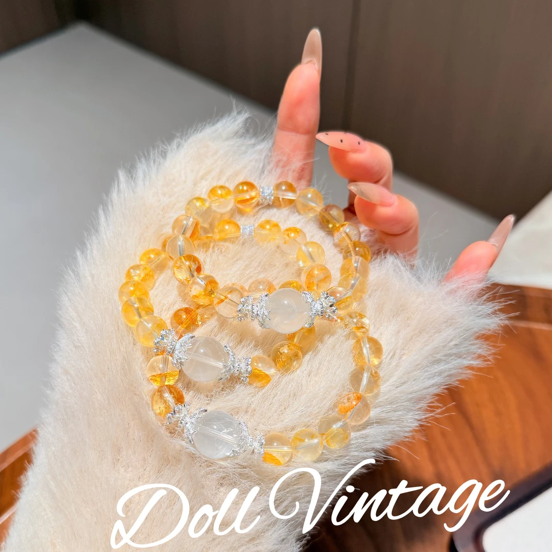 【秋意浓】B33-黄胶花奶白晶手串