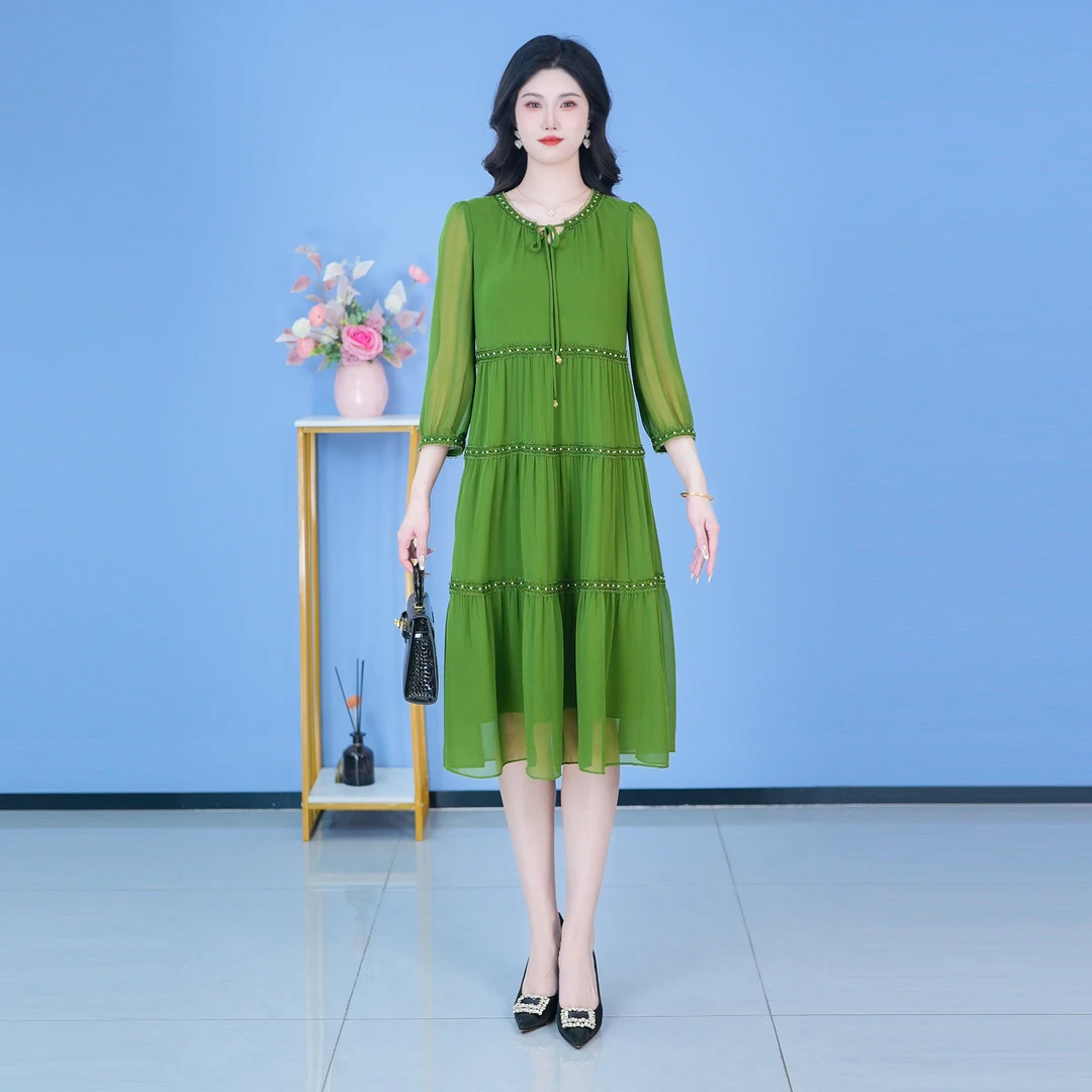 【SJYH607】2025年早秋新款时尚优雅减龄连衣裙显瘦气质