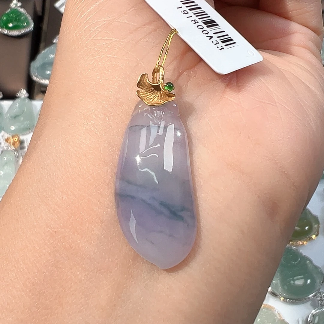 翡翠18K金镶嵌吊坠(不含链)福瓜