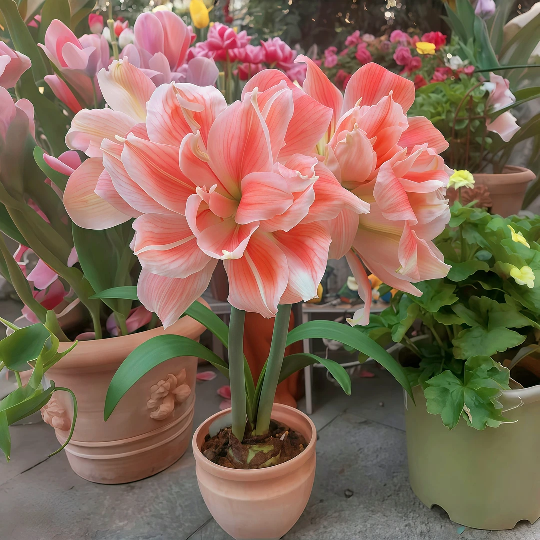 【常年开花】落日星空朱顶红{特价}进口超大花苞重瓣对版种球浓香型