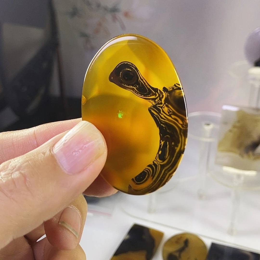 合成碳硅石非金属时尚图纹画面石饰品